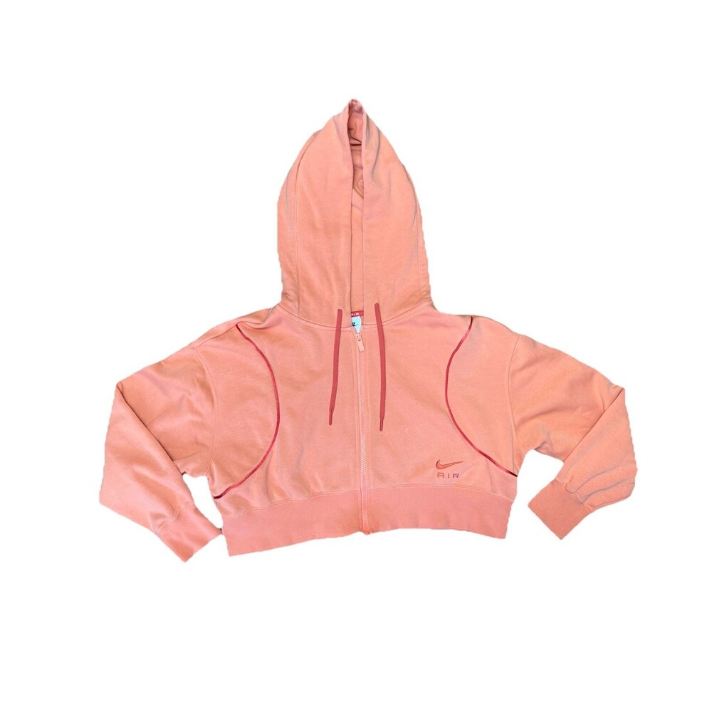 Nike Air Full-zip Cropped Peach Athletic Hoodie Womens Medium (Dq6579) EUC - Picture 4 of 8